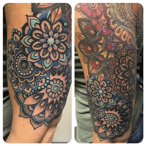 Colorful Mandala Half Sleeve By Christina Walker Tattoos