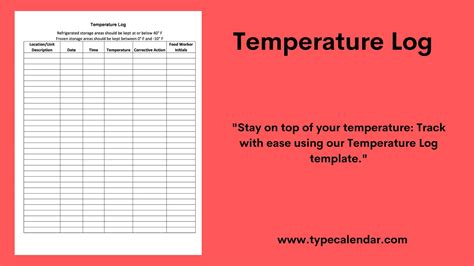 Free Printable Temperature Log Template For Easy Tracking Pdf Free Printable Temperature Log