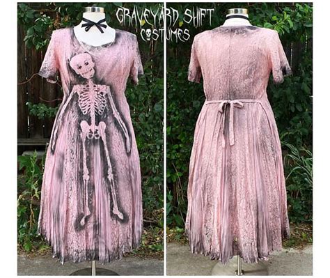 Plus Size 1x Zombie Costume Zombie Housewife Halloween Etsy Lace Pink Dress Zombie