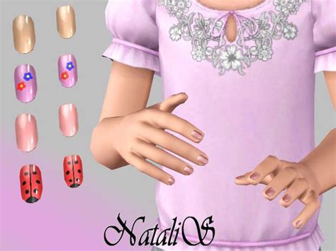 Short Polished Nails For Child Cf Sims 4 Nails Sims 4 Toddler Sims
