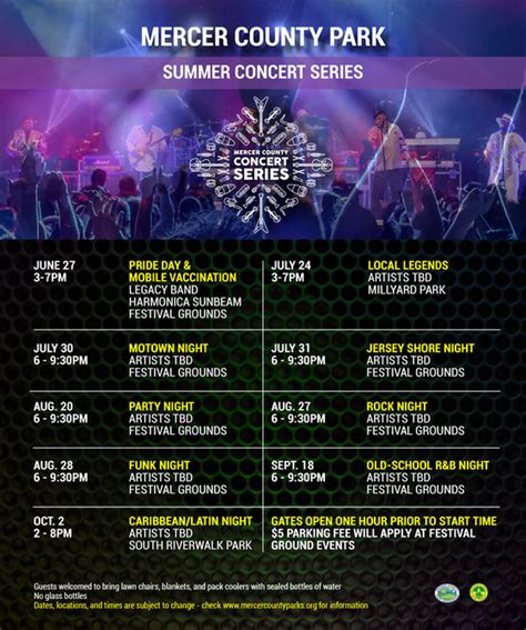 2021 Summer Concert Series Mercer County Parks