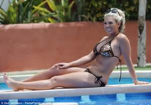 Frankie Essex Displays Her Curves In Metallic Print Bikini As She Soaks Up The Sun In Alicante