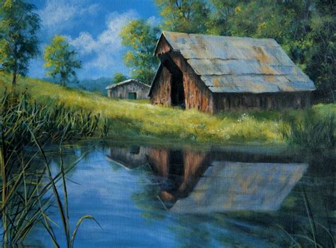 Learn How To Paint A Stunning Barn Landscape Reflection Painting