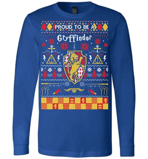 Proud To Be A Gryffindor Christmas Canvas Ls T Shirt The Muggle Land Co