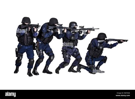 Special Weapons And Tactics Swat Team In Action Stock Photo Alamy