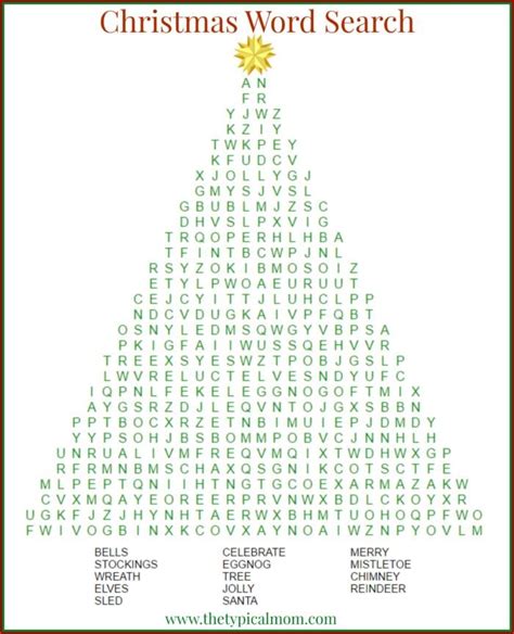 Free Christmas Word Search Printables Christmas Tree