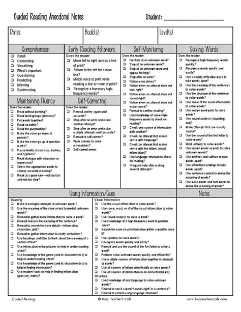 Guided Reading Observation List We Know How To Do It