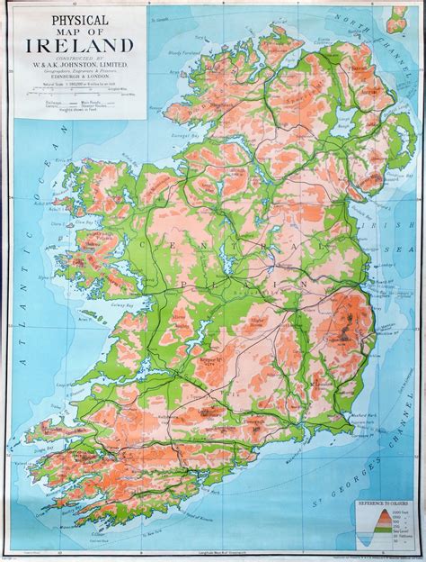 Large Detailed Physical Map Of Ireland Ireland Europe