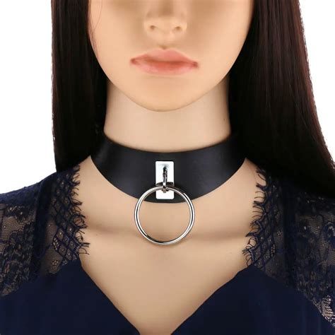 joyería new gothic punk leather choker necklace for women teens gi ~