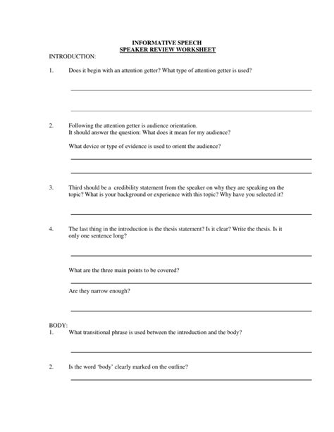 Also, how do you write an attention device? INFORMATIVE SPEECH SPEAKER REVIEW WORKSHEET