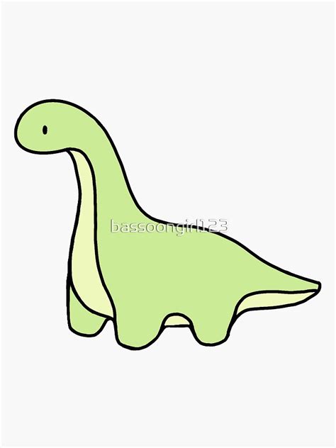 Simple Light Green Stuffed Animal Brontosaurus Dinosaur Sticker For