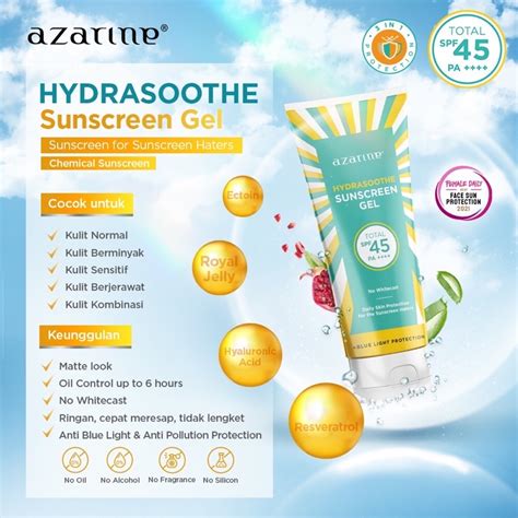 Jual Azarine Hydrasoothe Sunscreen Gel Spf 45 Pa 50ml Shopee