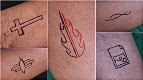 How To Make Simple Tatoo Five Best Tattoos With Pen Youtube