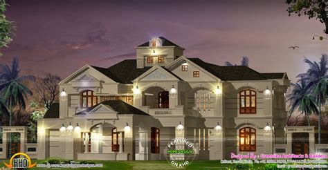 5 Bedroom Colonial Style Luxury Villa Kerala Home Design And Floor Plans