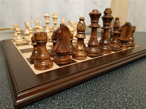 Wooden Chess Set Chess Board Pieces Wood Carving Handmade Etsy Canada