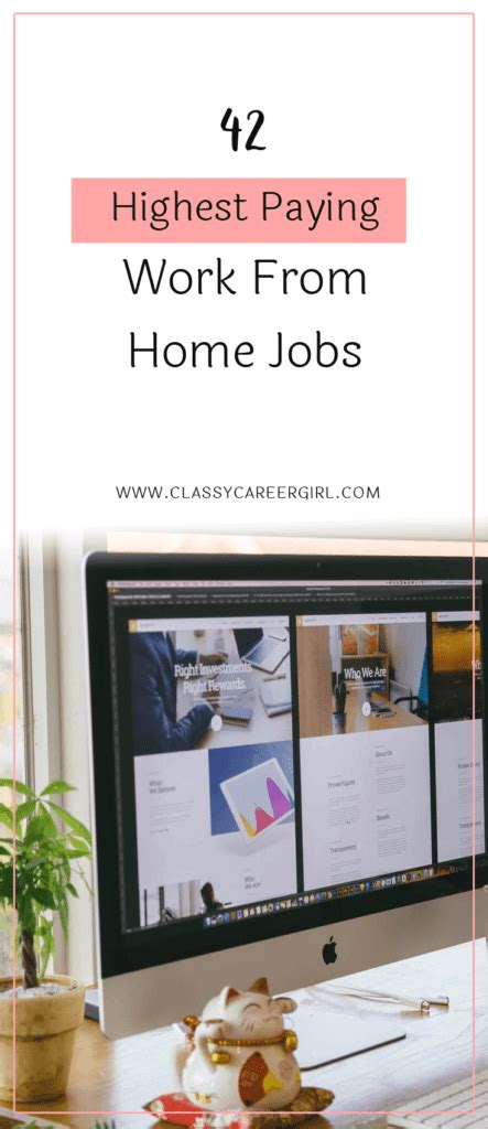 42 Highest Paying Work From Home Jobs Infographic Classy Career Girl