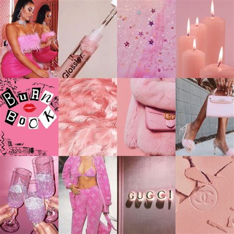 boujee pink aesthetic wall collage kit pink wall collage etsy