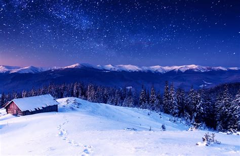 32 Winter Night Sky Wallpaper 4k
