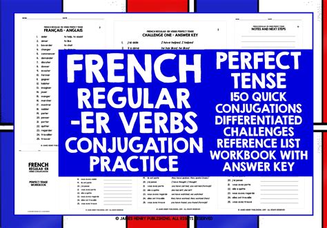 French Er Verbs Perfect Tense Conjugation Practice Teaching Resources