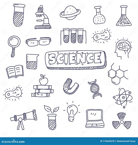 Science Doodles Element Vector Illustration In Cute Hand Drawn Style Stock Vector Illustration