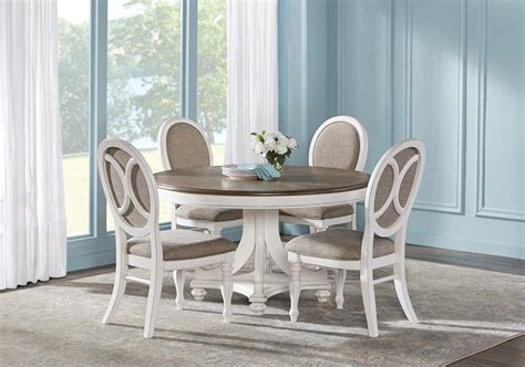 White Dining Room Set Country Chic 5 Piece Round White Dining Table