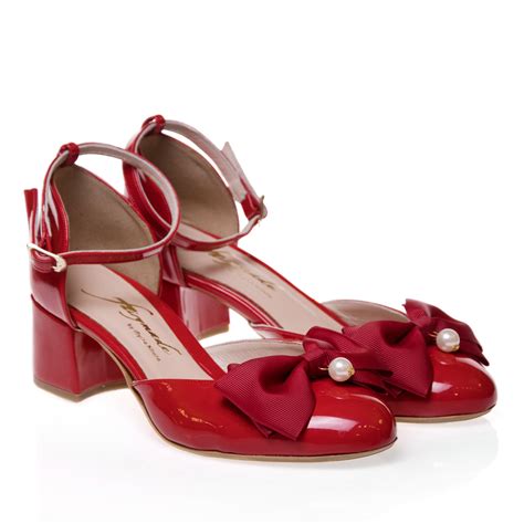 Audrey Red Bow Heels Fairymade Handcrafted By Myrto Kliafa