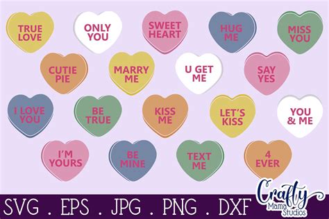 Conversation Hearts Svg Valentines Day Hearts 1116197 Cut Files