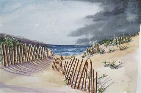 Beach Fencing Beach Watercolor Watercolor Paintings Watercolor Art