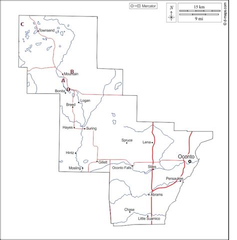 Oconto County Falls Map