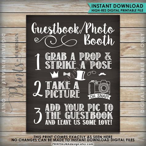 If you put it up on a screen at if you decide to set up a wedding website as well, put your hashtag on it right away and dedicate a short section to explaining how it all works. Guestbook Photobooth Sign, Add photo to the guestbook ...