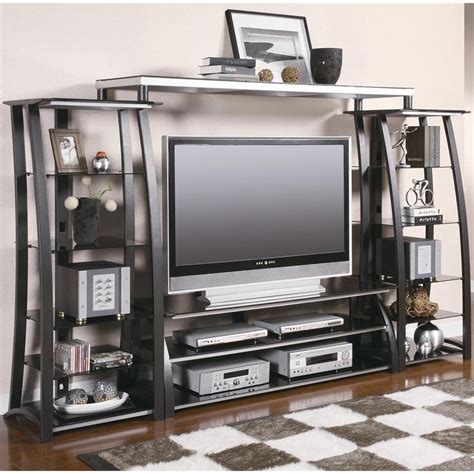 Coaster Contemporary Metal Entertainment Center In Glass Cymax Business