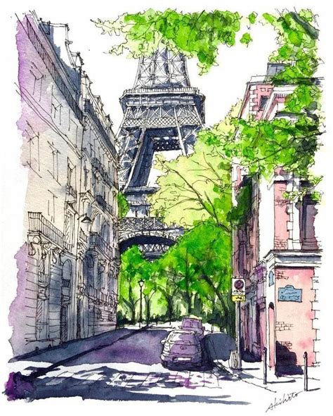 Улицы Парижа рисунки акварелью 7 тыс изображений найдено в Яндекс Картинках в 2020 г