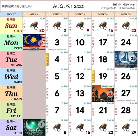 Download kalender hari libur nasional indonesia 2020. Calendar 2020 Malaysia Kuda - Calendar Inspiration Design