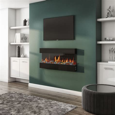 Mirrored Wall Mounted Electric Fire 42 Inch Living Room Decor