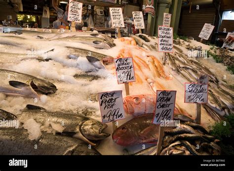 Fish For Sale At Fishmongers At Pike Place Market Downtown Seattle