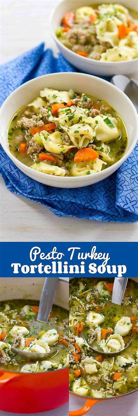 Ingredients 1 tsp olive oil 1/4 cups chopped onions 1/8 cup chopped carrot 1 tbsp chopped celery 1/2 cups. Pesto Turkey Tortellini Soup {30 Minute Meal} | Recipe ...
