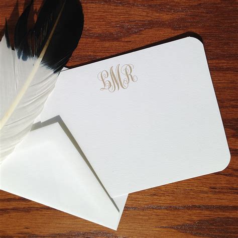 Traditional Script Monogrammed Stationery Set Cotton Etsy