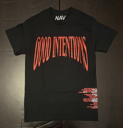 Vlone Vlone X Nav Good Intentions Black And Red Tee Grailed