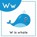 Learning English alphabet for kids. Letter W. Cute cartoon whale ...