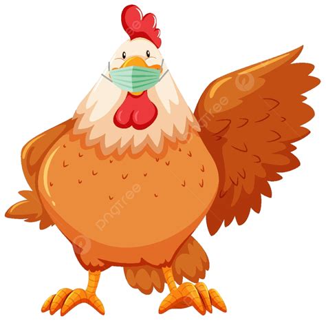 Chicken Cartoon Character Wearing Mask Design Vector Hen Vector Design