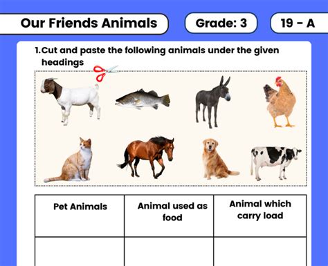 Fun And Engaging Our Friends Animals Class 3 Evs Worksheet 5 Pdf
