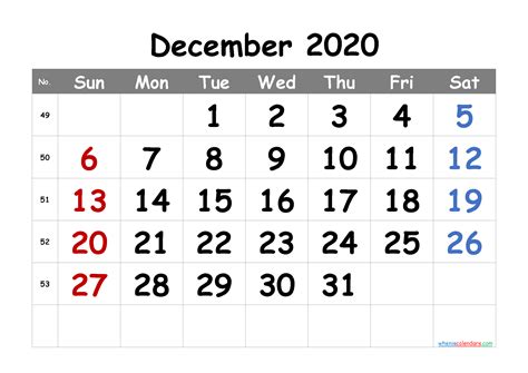 December 2020 Calendar Printable Free 6 Templates Pdf And Png