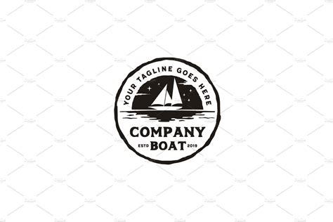 Sailing Boat Retro Emblem Logo Creative Logo Templates ~ Creative Market