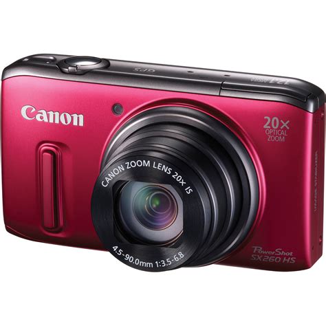 Canon Powershot Sx260 Hs Digital Camera Red 6195b001 Bandh Photo