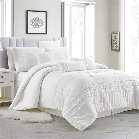 Get the best deal for full/queen 100% down comforters sets from the largest online selection at ebay.com. Chezmoi Collection Elizabeth 7-Piece White Tassel Fringe ...