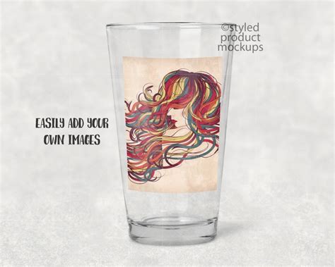 Dye Sublimation Pint Glass With White Patch Mockup Add Your Etsy