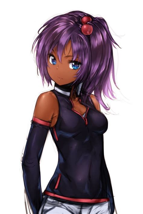 Yoruaka Shihōin Anime Girl Dark Skin Girls Girl With Purple Hair
