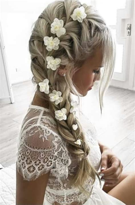 Side French Braid With Flowers Wedding Hairstyles Hair