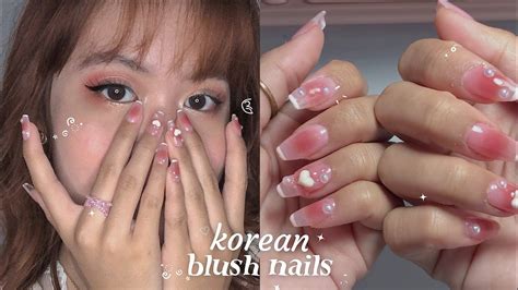 Diy Gel Nail Extensions♡ Korean Blush Nails🍒 Youtube