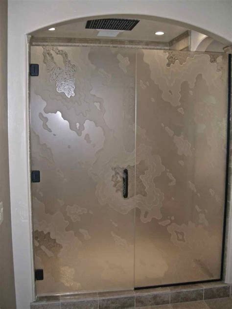 Glass Shower Enclosures Etched Glass Eclectic Decor Wavy Patterns